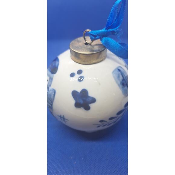 Holland Christmas Tree Delft Elf Ceramic 3” Round Ornament- With Bonus Windmill! - Picture 7 of 8